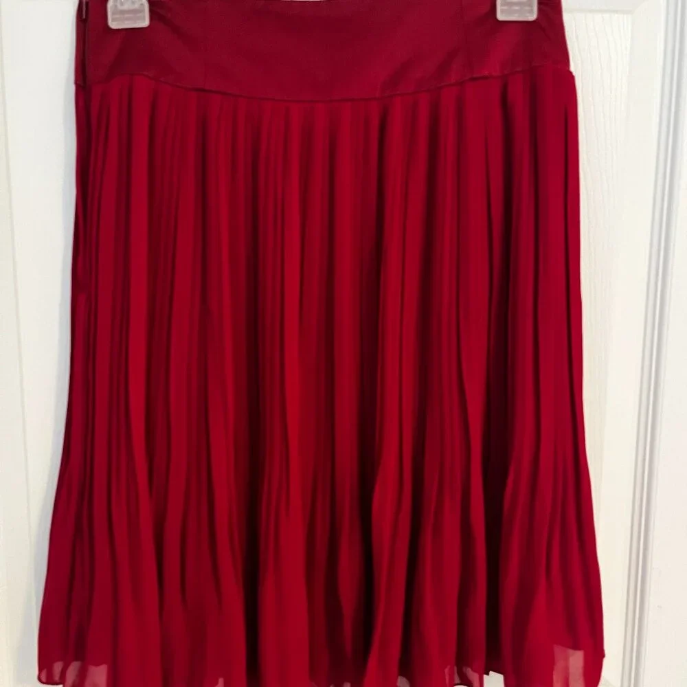 H&M Red A-Line Pleated Cocktail Skirt - Picture 1 of 5